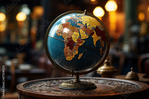 A vintage globe, showcasing the geopolitical landscape of past decades. Generative Ai.