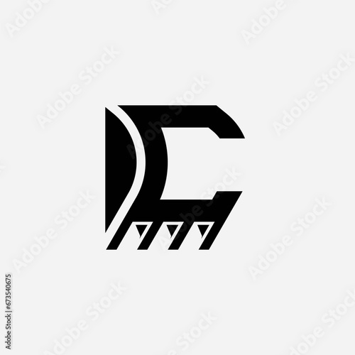 Letter C Excavator logo design illustration vector template photo