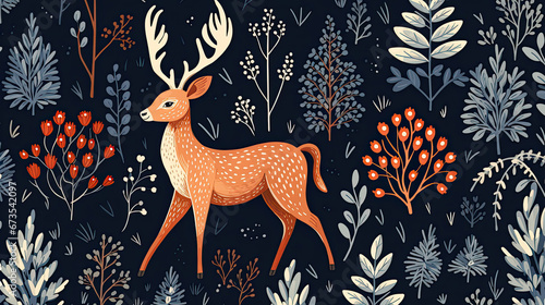 christmas deer. Seamless pattern.