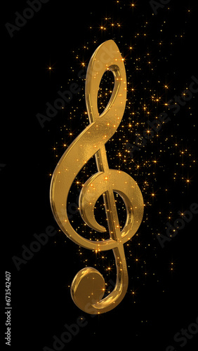 golden 3d music note and shiny glowing stars wallpaper, vertical social media and story design element background 