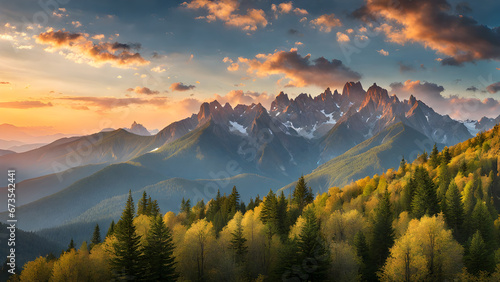 Mountains during sunset. Beautiful natural landscape in the summer time © AI By Ibraheem