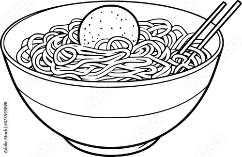 Outline illustration of noodle for coloring page