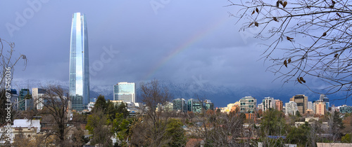 Costanera center in Santiago and rainbow (Chile) photo