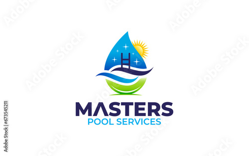 Illustration vector graphic of swimming pool cleaning service logo vector template