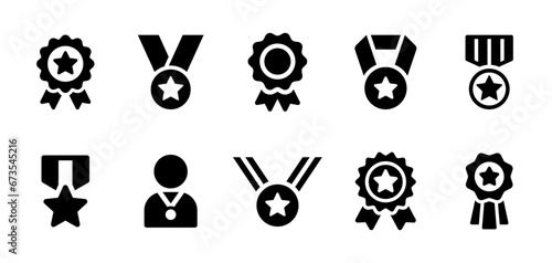 Medal icon vector set. Winner, award and victory symbol collection.