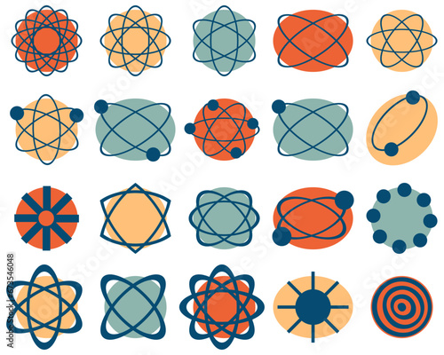 Geometric design elements in trendy Retro Mid-Century style. Bauhaus contemporary forms collection. Primitive vector illustration.
