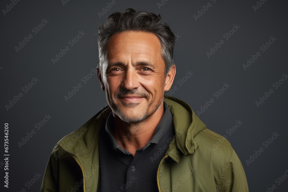 Handsome middle-aged man smiling and looking at the camera.