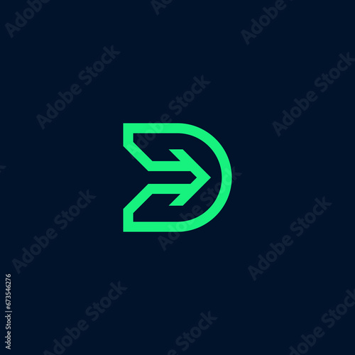 Letter D arrow logo design template, Alphabet D with arrow logo vector
