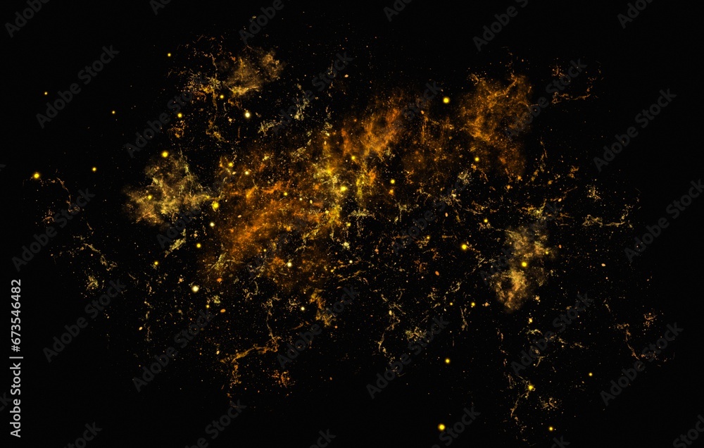 Naklejka premium gold and orange galaxy watercolor stars splashes Backaground