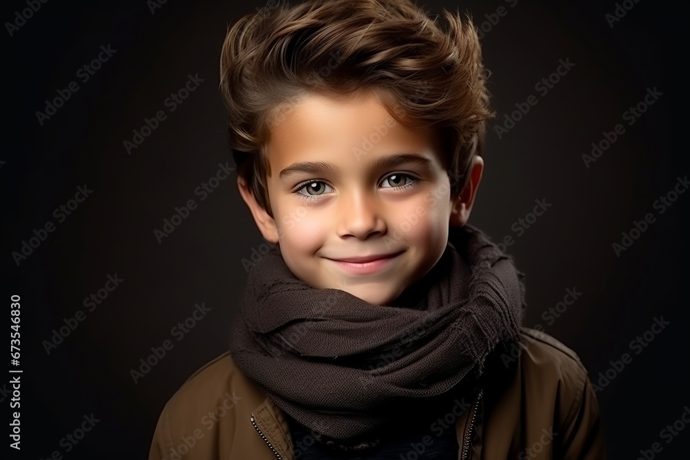 Portrait of a cute little boy in warm clothes. Studio shot. Portrait of a cute little boy in warm clothes. Studio shot.