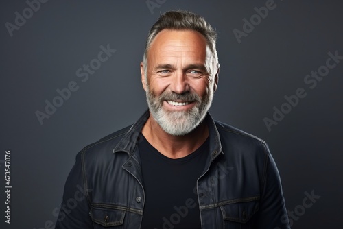 Portrait of a handsome mature man smiling and looking at camera. photo