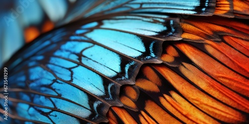 close up butterfly wing blue and orange colors, generative AI © VALUEINVESTOR