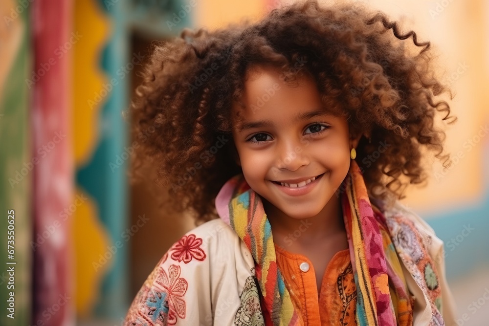 Portrait of a cute african american little girl with curly hair