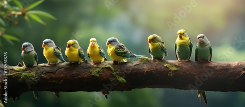 Parrots relatives parakeets are diminutive avian creatures They possess notable intellect and exhibit sociability thriving in expansive flocks The activity of observing Indonesian birds photo