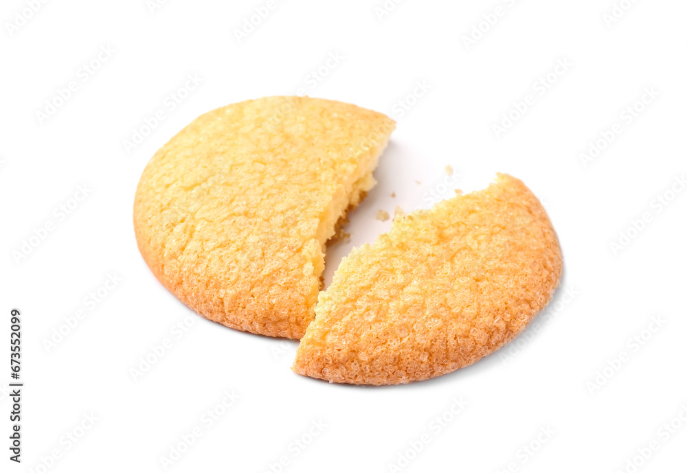 Broken tasty Danish butter cookie isolated on white Broken tasty Danish butter cookie isolated on white