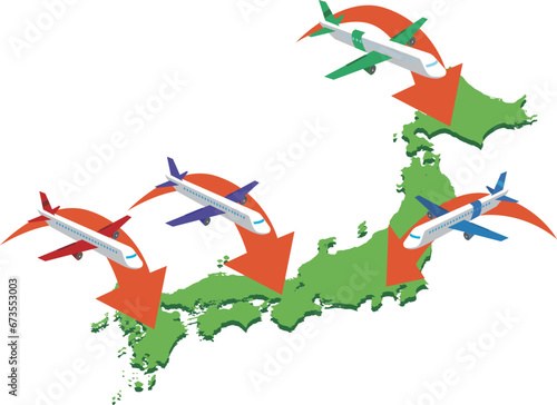 日本へ観光に来る飛行機