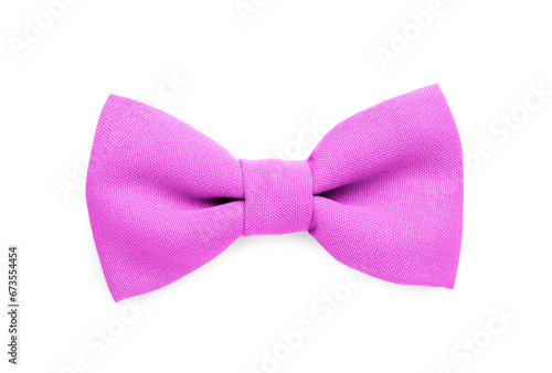 Stylish fuchsia color bow tie isolated on white