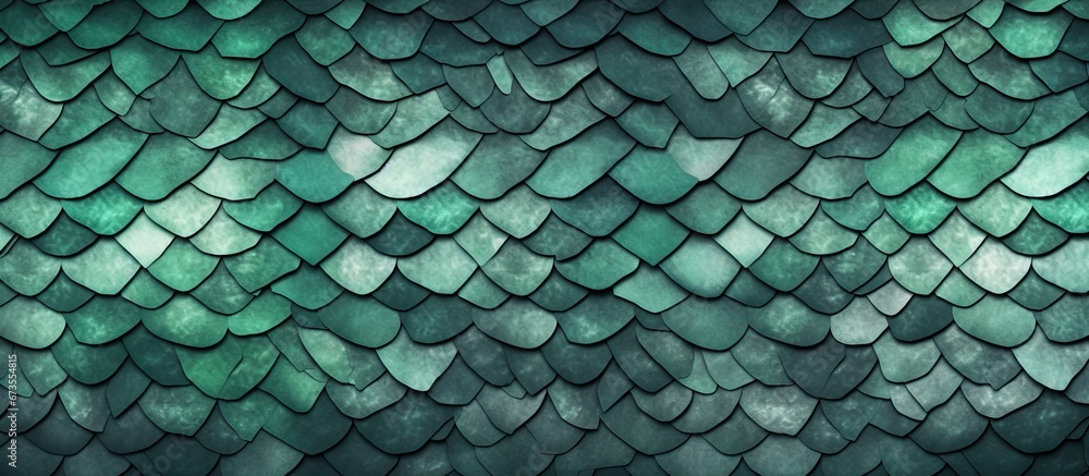 Mint colored Isfahan tiles resembling snake skins lay seamlessly on a grey crocodile like pattern Serving as a backdrop of nature a surreal snake emerges painted in shades of green on the m Mint colored Isfahan tiles resembling snake skins lay seamlessly on a grey crocodile like pattern Serving as a backdrop of nature a surreal snake emerges painted in shades of green on the m