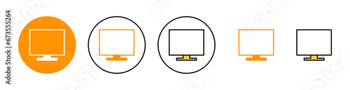 Computer icon set for web and mobile app. computer monitor sign and symbol