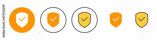 Shield check mark icon set for web and mobile app. Protection approve sign. Insurance icon