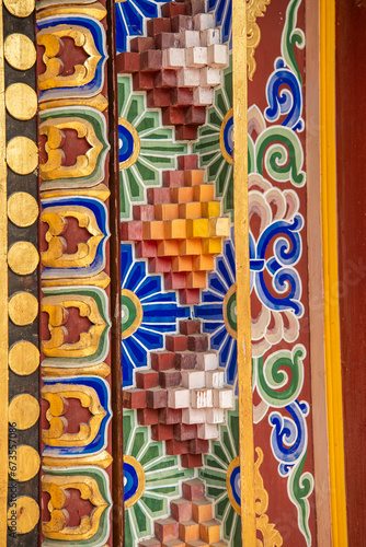 The walls decoration details in Da Zhao or Wuliang temple, Hohhot, China. photo