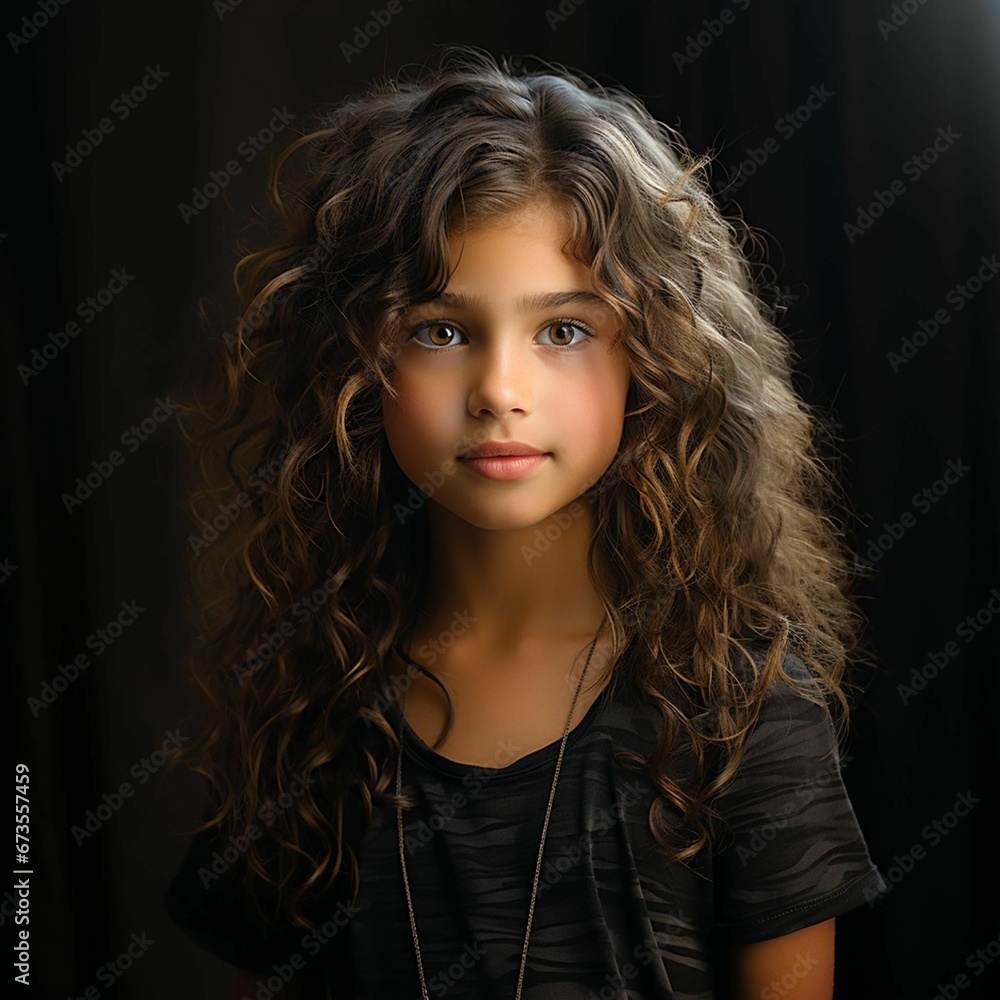AI generated illustration of a beautiful girl portrait on a dark background AI generated illustration of a beautiful girl portrait on a dark background