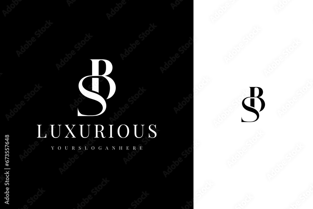 elegant simple minimal luxury serif font alphabet letter s b monogram logo design - obrazy, fototapety, plakaty 