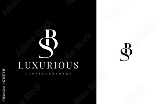 elegant simple minimal luxury serif font alphabet letter s b monogram logo design photo