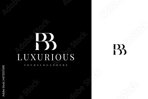 elegant simple minimal luxury serif font alphabet double letter b monogram logo design