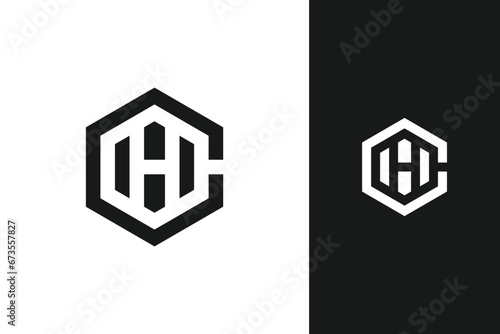 c h letter monogram logo design
