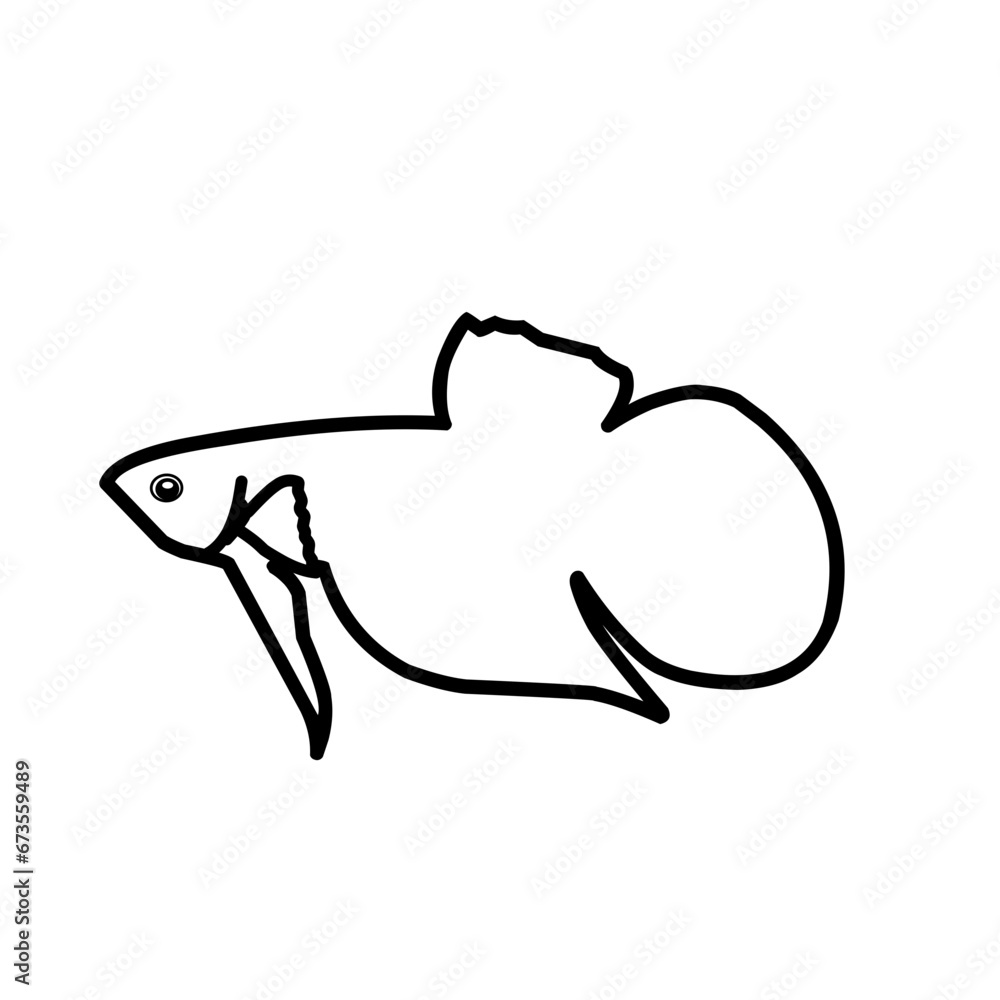 Fototapeta premium Outline Betta Fish 
