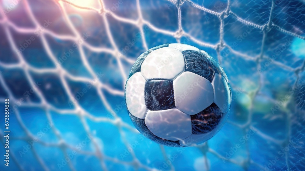 Fototapeta premium soccer ball in goal net