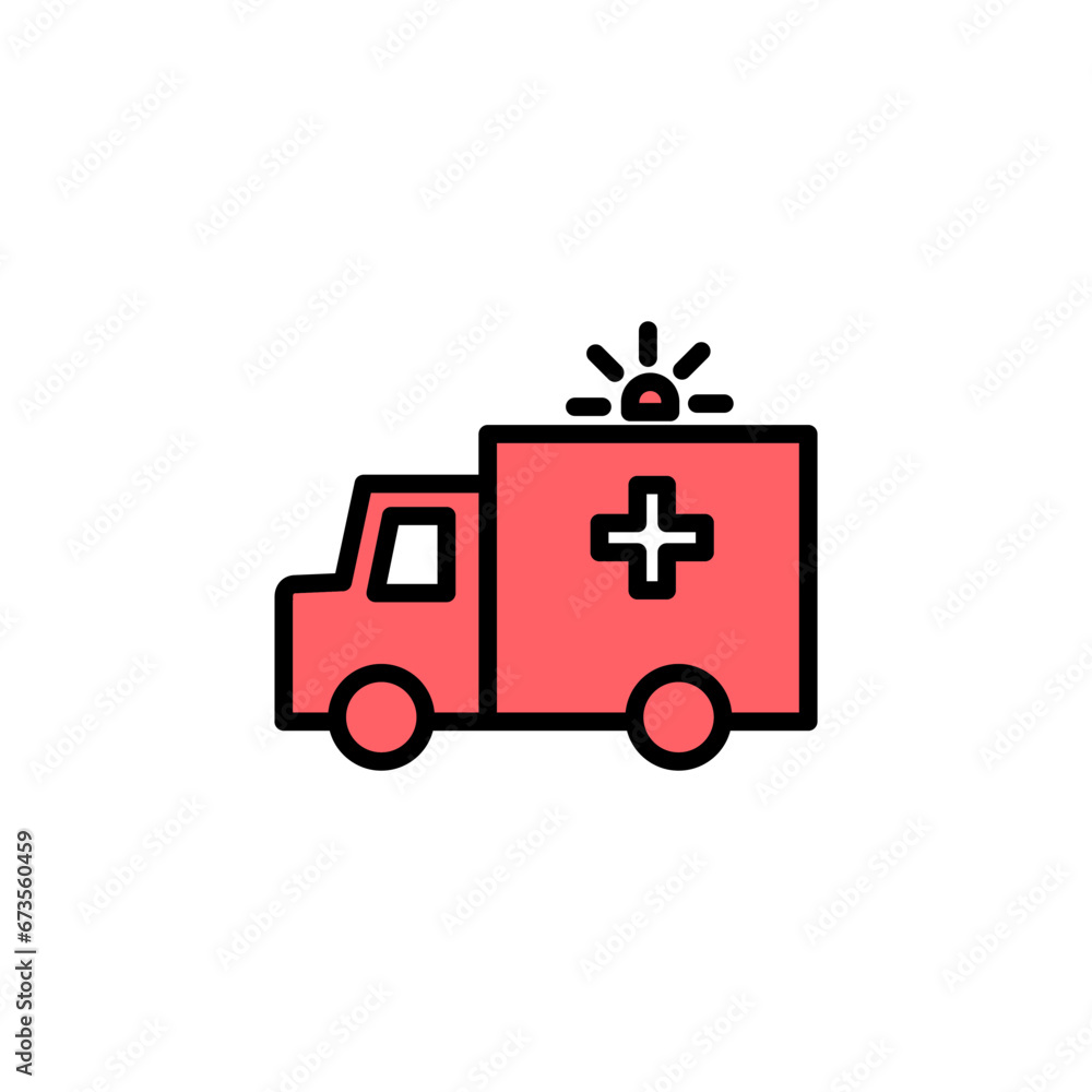Fototapeta premium Ambulance icon set illustration. ambulance truck sign and symbol. ambulance car