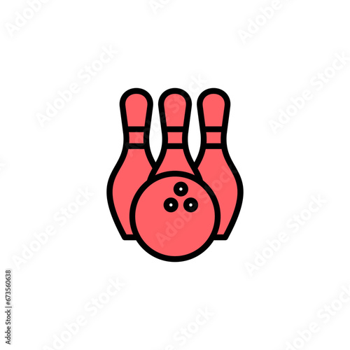 Bowling icon set illustration. bowling ball and pin sign and symbol.