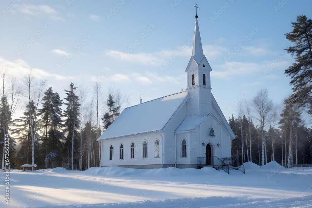 雪の中の小さな教会