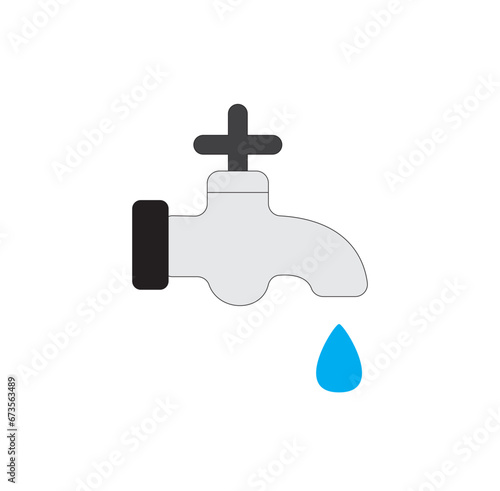 Water tap on white background. Faucets and water drop vector illustration