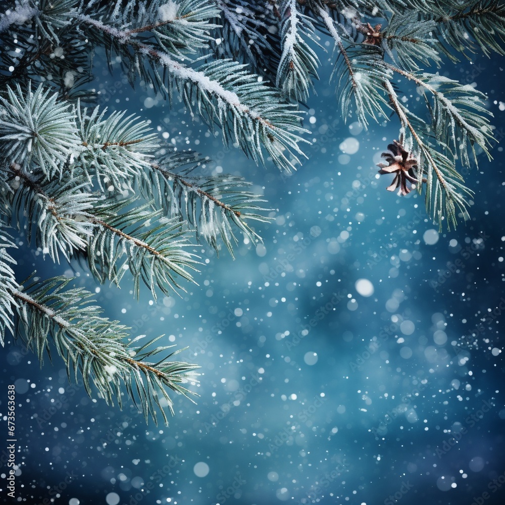 Pine branches on winter background Pine branches on winter background