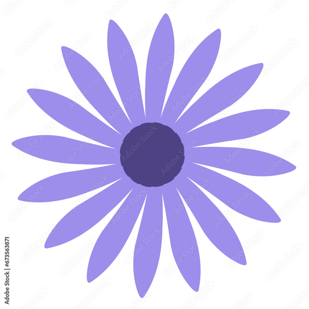 Cute purple daisy flower cartoon