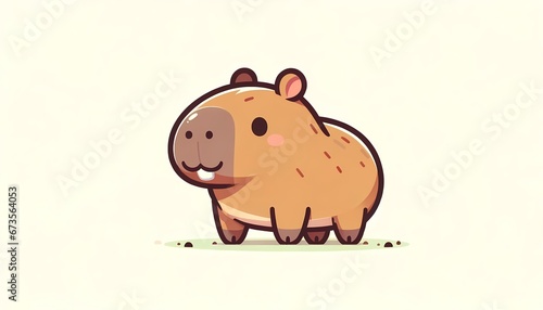 Cartoon style capybara in smiling children's drawing format for children