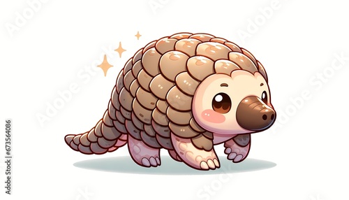 cartoon style armadillo in smiling children's drawing format for children