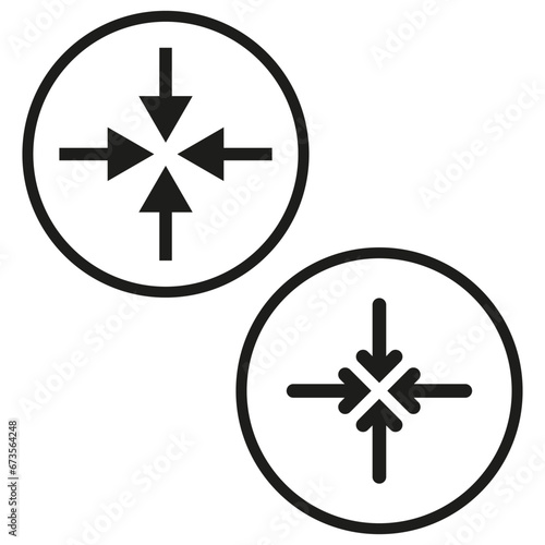 Quadro collide arrows icon. Icon for web site. Vector illustration.