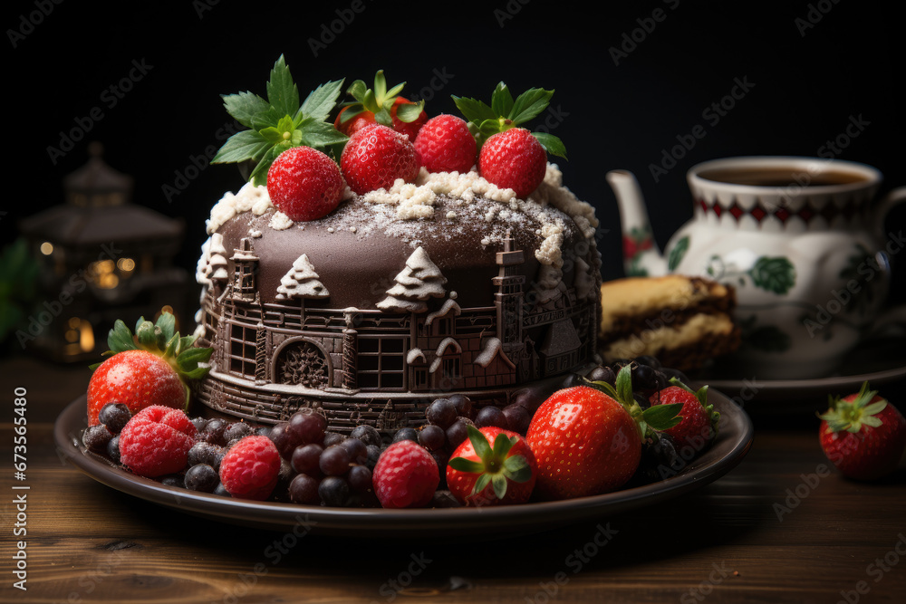chocolate cake with strawberries chocolate cake with strawberries