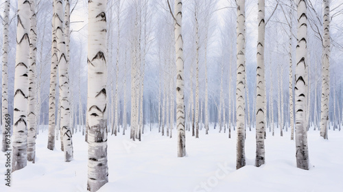 雪の白樺の林、自然の冬の風景 photo