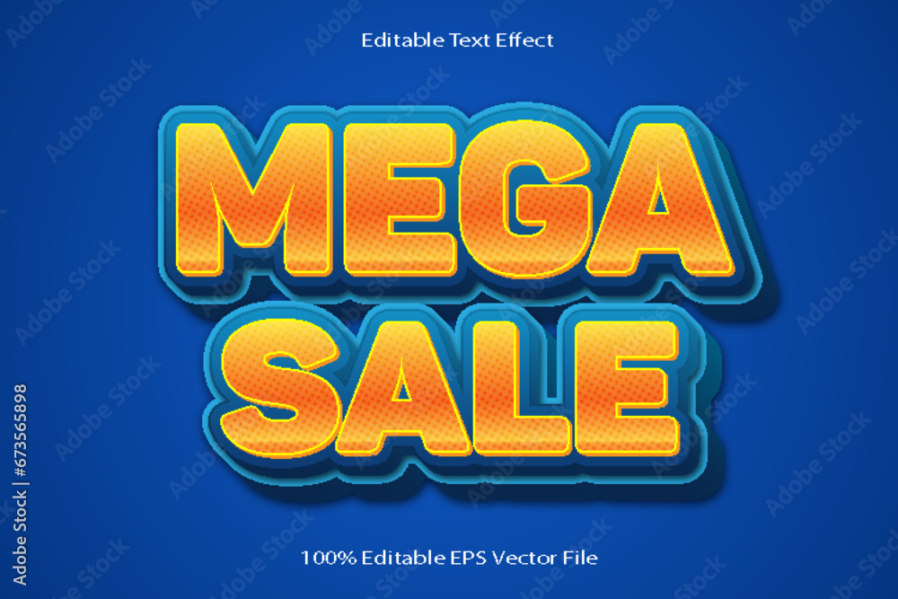 Mega Sale Editable Text Effect Emboss Cartoon Gradient Style