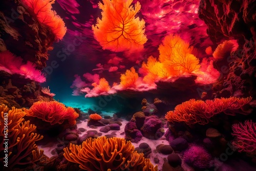 coral reef in aquarium 4k, 8k, 16k, full ultra HD, high resolution and cinematic photography