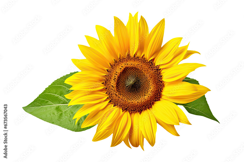 Fototapeta premium Isolated beautiful sunflower on white background with clipping path
