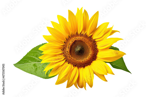 Isolated beautiful sunflower on white background with clipping path