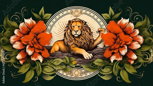 An artistic representation of the constitution of India adorned with the emblem of a lion and lotus flowers in the tri-colors for a Republic Day banner background