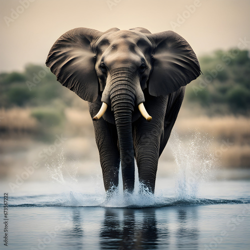 elephant walking on water