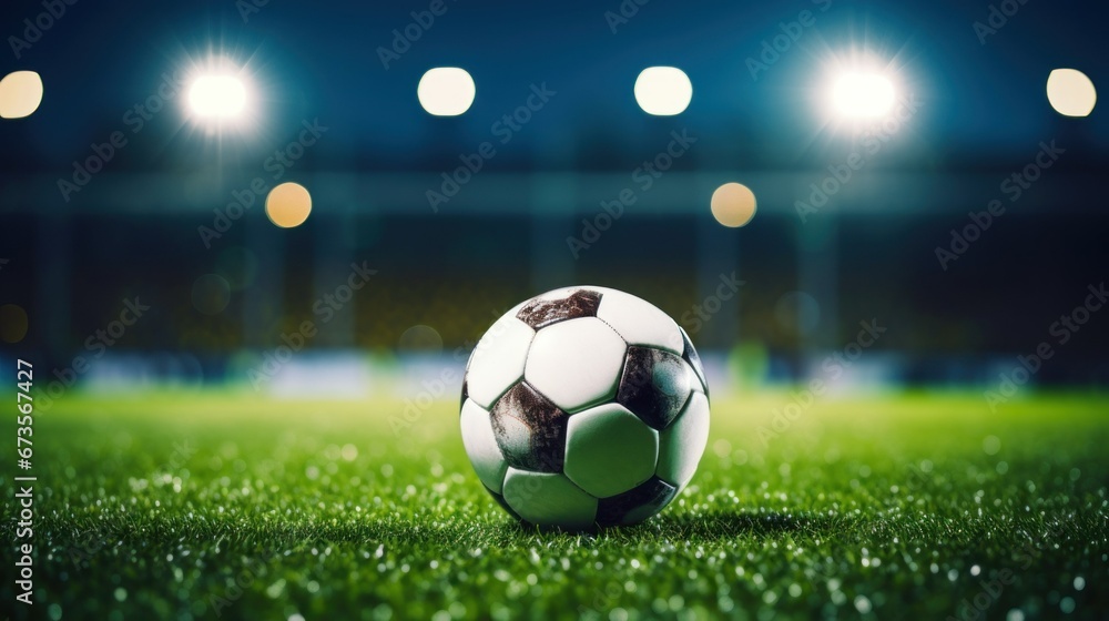 Fototapeta premium soccer ball in football ground